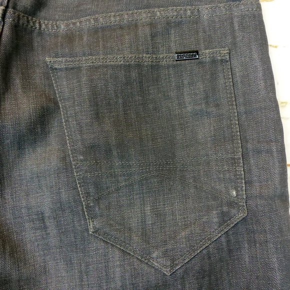 Express Jeans Mens 32X30 Gray Blake Loose Fit Boot Cut Whiskers Cotton Blend - Picture 11 of 15